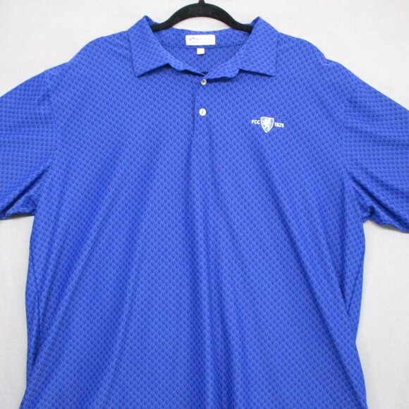 Peter Millar Crown Summer Comfort Polo T-Shirt Skull Design Blue Men Size | XL - Picture 2 of 10